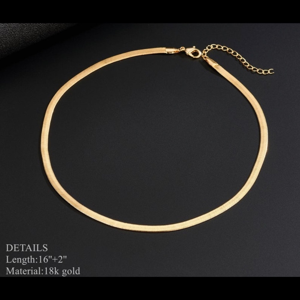 - 🛍Dainty Snake Chain Choker Necklace 18K Go…